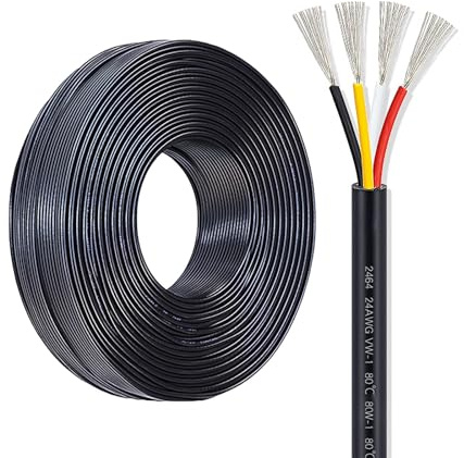 Câble Électrique Gainé 4 Conducteurs En PVC, Fil À Âme En Cuivre Étamé 16AWG-28AWG, Basse Tension, Idéal Pour Éclairage Extérieur, Batteries Auto, Panneaux Solaires(16AWG-4C,15ft)