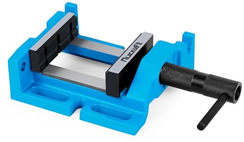 Nucraft Étau pour perceuse verticale et horizontale en cyan process avec mâchoires de 120 mm de largeur, en cyan process, et fonction de réglage, ouverture maximale de 110 mm