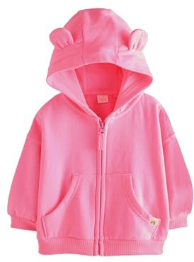 Next Ragazza Felpa con Cappuccio e Zip Bright Pink 4 Anni