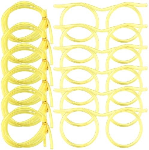 ywmigl 6 Pcs Silly Straw Glasses Novelty Drinking Eyeglasses for Kids Party, Halloween Annual Meeting Parties, Birthday, Fun Parties (Yellow)