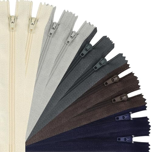 DOITM Reißverschluss Nylon Reißverschlüsse, 20cm lang, 2.5cm breit für Kleidung Tasche Mäppchen Kissenbezug, 10 Stück, 5 Farben