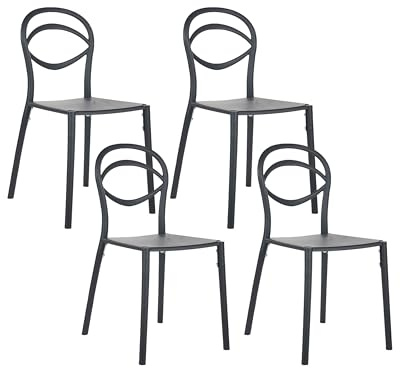 Beliani Modern Set of 4 Garden Dining Chairs Lightweight Weather Resistant Black Covolo