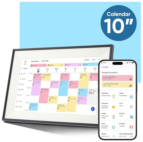 Smart Digital Calendar, 10.1 HD Smart Touch Screen Home Interactive electronic calendar WiFi Planner Touch Screen, Meal Planner, Digital Photo Frame for Home and Office Use