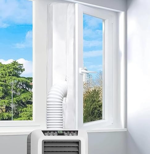 Kit de ventilación portátil para ventana de aire acondicionado, sello de aire con cremallera y cierre adhesivo para una fácil instalación, sellado completo para una refrigeración eficaz