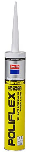 Krafft Sellador Adhesivo Poliflex - Masilla Poliuretano - Adhesivo de Montaje - Color Negro - 300 gr