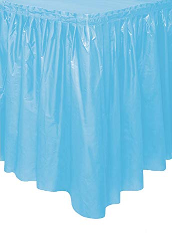 Unique Party - 50403 - Jupe de Table en Plastique - 4,2 m - Bleu Pastel