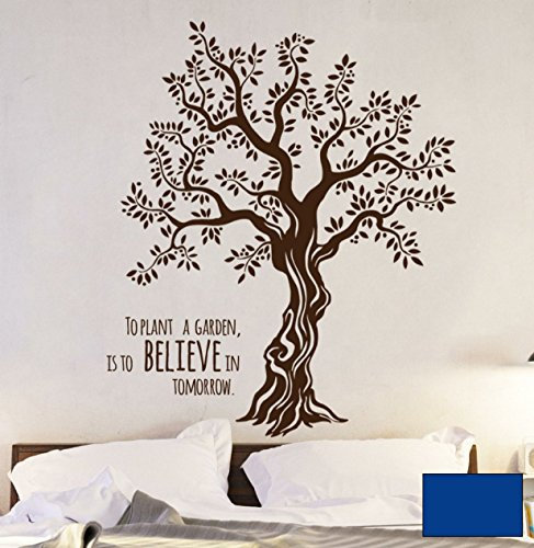 Wandtattoo Wandaufkleber Baum Olivenbaum mit Spruch M1567 - ausgewählte Farbe: *Blau* - ausgewählte Größe: M - 80cm breit x 100cm hoch