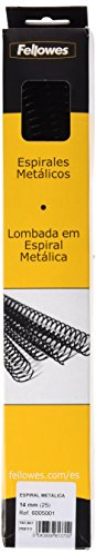 Fellowes Metallspiralen für Bindemaschine, 5:1, 59 Löcher, Schwarz, 25 Stück 14 mm schwarz