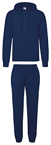 2er-Set Fruit of the Loom Hausanzug Sportanzug Jogginghose & Kapuzensweatshirt (S, Navy)