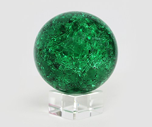 Glaskugel Effekt Kugel auf Sockel Vollglas Splittereffekt (grün)