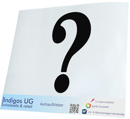 INDIGOS UG Auto Aufkleber Fragezeichen Piktogramm - 160x90mm schwarz - Selbstklebender Sticker für Auto, Fenster, Bus oder LKW - Tuning