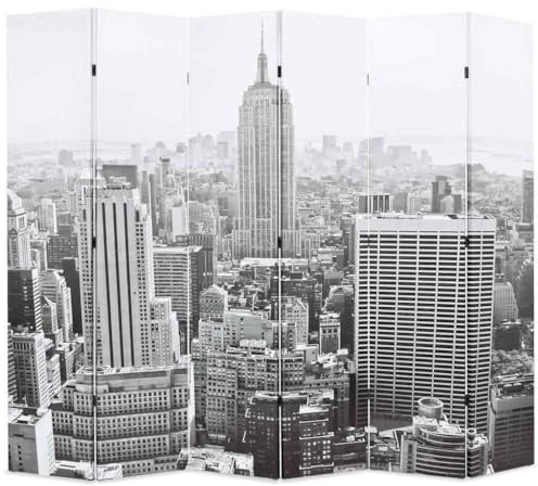 vidaXL Raumteiler klappbar 228x170cm New York bei Tag Schwarz Weiß Paravent