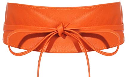 malito – Damen Taillengürtel aus 100% weichem Echtleder – Onesize Bindegürtel mit verstellbarem Taillenband – breiter Wickelgürtel mit Schleife – Hüftgürtel G100 (Orange)
