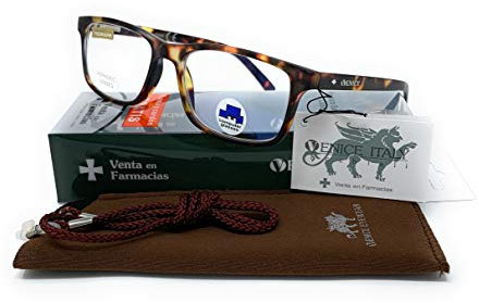 VENICE EYEWEAR OCCHIALI | Gafas ver de cerca, lectura con Filtro Luz Azul, Ordenador Gaming Móvil, Protección Antifatiga - Venice Coti Dioptría (1-1,50-2 - 2,50-3 - 3,50) (Bicolor, Graduación +2,50)