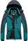 GEMYSE Damen Wasserdichte Winddichte Skijacke Winterjacke Wanderjacke Hardshelljacke Regenjacke mit Kapuze (Acidblau Grau,XL)
