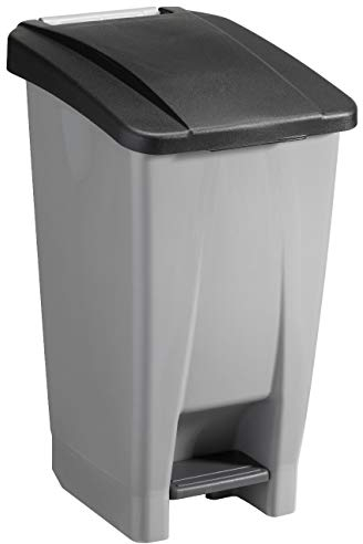 Sunware Basic Abfalleimer 60 Liter - 49 x 38 x 70 cm - mit Rädern/Fußpedal/Handgriff - grau/schwarz