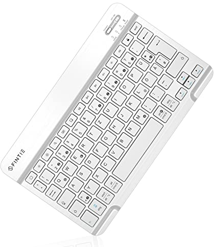 FINTIE Ultradünn Bluetooth Tastatur mit deutschem Layout QWERTZ für iPad Air/Pro/Mini/iPad 10.9/10.2/9.7/iPhone/Samsung/Android, Weiß