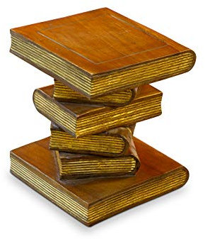 Kinaree Beistelltisch Bücherstapel Mini – Massivholz Deko Tisch aus Thailand– handgefertigter Holz Tisch im Buch-Design (Kolonial Klein)