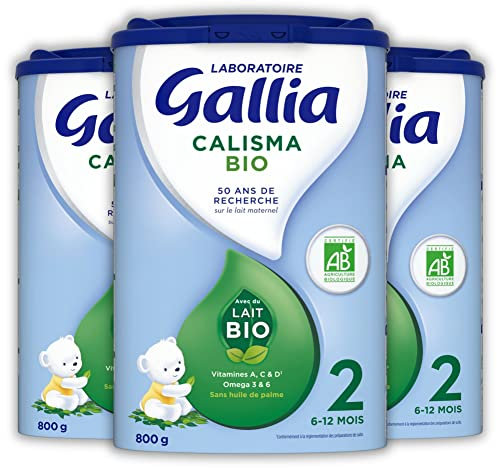 Laboratoire Gallia - Calisma 2 BIO - Lait Bébé 2ème âge - Lait Infantile Bio de 6 à 12 Mois - en Poudre - Sans Huile de Palme - Lot de 3x800g