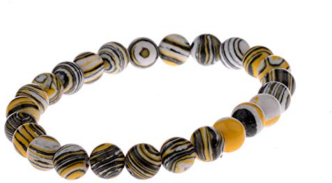Stein Armband,Naturstein Armreif 7 Chakra Ethnische 8 Mm, Gelb, Malachit Stein Perlen Elastisch Yoga Energie Charme Bracelets Für Angst Männer Mädchen Paar Weihnachten Geschenk Schmuck