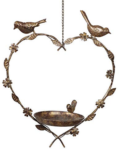 Bird Feeder Dish Hanging Brass Cast Iron Bird Bath Seed Feeding Station Garden Accessory Summer Anniversary Gardening Gift (Y891)