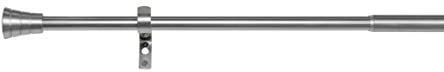 ondeco Gardinenstange ausziehbar 1-lauf, Vorhangstange Fenster Wandmontage, Endstück Zylinder in Edelstahl-Optik, Komplettgarnitur Teleskopstange 16/19 mm Edelstahl-Optik 160-280 cm