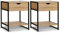 IDMarket - 2 Nachttische Detroit 1 Schublade mit Ablage Holz und Metall schwarz Industriedesign