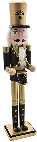 BAKAJI Soldato Schiaccianoci di Natale in Legno Gigante Altezza 106 cm Abiti Dipinti Barba e Capelli in Peluche con Meccanismo Funzionante Decorazioni Natalizie (Design 1)