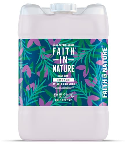 Faith In Nature Natural Lavender & Geranium Liquid Hand Wash, Relaxing, Vegan & Cruelty Free, No SLS or Parabens, 20L Refill Pack