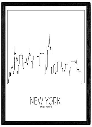 Nacnic Poster mit Karte von New-York. Blätter mit Skyline amerikanischen Städten, Südamerika und Kanada entwickelt, um mit Linien zu einem einzigen Hub. A3