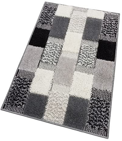 emmevi Lot de 3 tapis de bain doux, antidérapant, absorbant, doux, antidérapant, motif Lilas, gris
