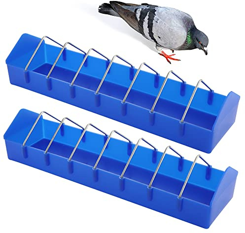 2 Pack Large Pigeon Feeder Thick Durable Slot Container Feeding Dish Food Dispenser Tool for Pigeon Chicken Duck Bird Poultry (Length: 16)