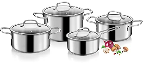 Tescoma Optima Batteria di Pentole 8 Pezzi, Acciaio Inox