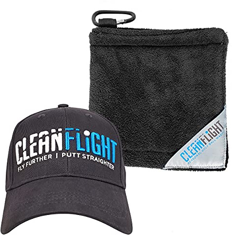 Clean Flight Premium Golf Ball Towel & Golf Cap Combo – Perfect Cleaning – Portable Microfiber – Gifts for Men & Women. Quality Built - Value Priced