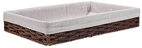 Healifty Rattan Storage Basket Wicker Woven Basket Shallow Jewelry Sundries Organizers Desktop Serving Tray Platter Hand Weaving Storage Box for Home Office Desktop Bathroom Coffee 30X20X5CM