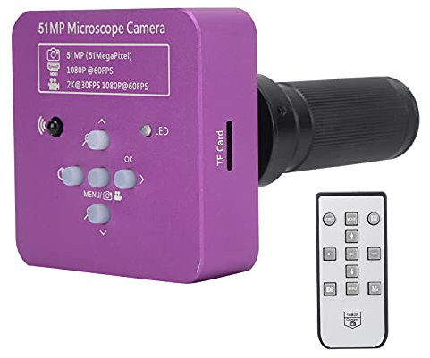 USB FHD Cámara de microscopio de video digital electrónico industrial 51MP 1/2.33in Sensor CMOS 120X Lente de montaje en C Cámara de microscopio HDMI con control remoto AC100‑240V(EU Plug)