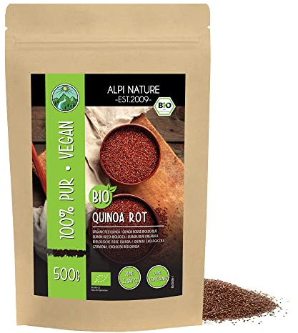 Alpi Nature Quinoa Roja Orgánica 500g, Quinoa Orgánica para Cocinar y Ensaladas, sin Gluten