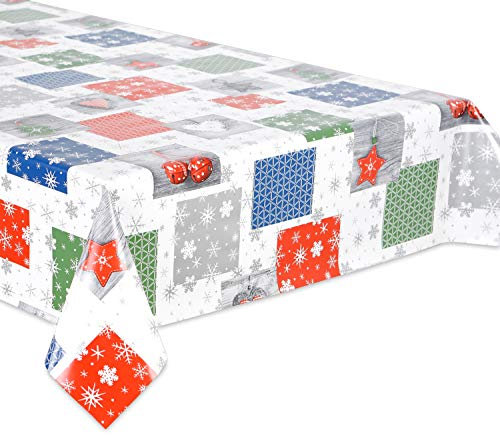 Staboos Weihnachtstischdecke - Perfekter Schutz - Wachstuchtischdecke Weihnachten - Größe wählbar - Winterschmuck (100 x 140 cm)