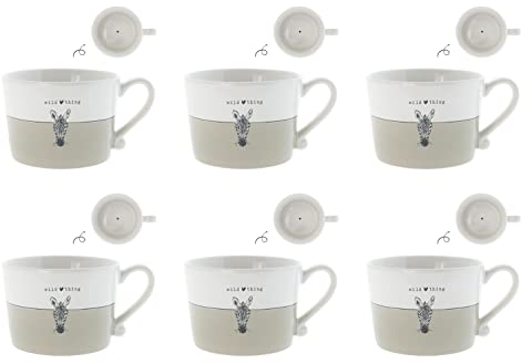 Bastion Collections 6er Set Tassen, Becher WILD THING TITANE mit Zebra 300ml