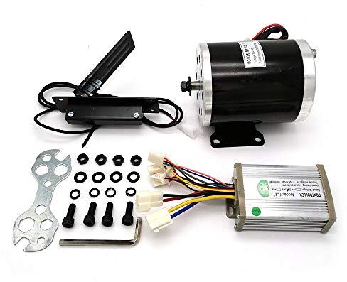 Bathrena Bürstenmotor Umbausatz, 800W 36V Elektrofahrrad/Gokart DC Scooter Umbausatz, Bürstenmotor Controller Gasgriff, mit Steuergerät+Pedal