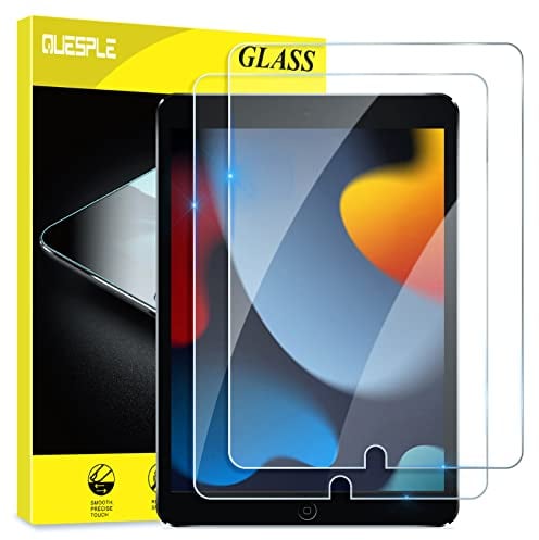 QUESPLE [2 Stück] Panzerglas Schutzfolie für iPad 9. Generation und iPad 8. / 7. Generation 10,2 Zoll Schutzfolie 2021/2020/2019, 9H Härte Gehärtetem Glas Film Displayschutz