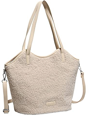 Große Fleece Sherpa Geldbörse Teddy Plüsch Flauschige Pelz Tragetasche Große Kunstfell Handtaschen für Frauen Damen Crossbody Winter Herbst Shopper Hobo-Taschen