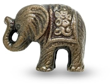 Antique Brass Elephant Knobs - Iron Drawer, Vanity, Wardrobe, Door, Cabinet & Cupboard Knobs - Bronze for Dressers, Chests, Children’s Bedrooms - Handcrafted