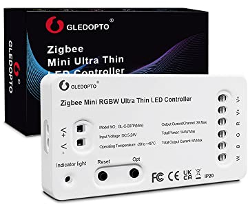 Gledopto ZIGBEE3.0+2.4G - Mini controller a nastro RGB RGB RGBW light strip controller DC5-12-24V, controllo vocale tramite APP, compatibile con Tuya SmartThings Amazon Echo Plus