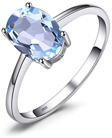 JewelryPalace Echt Edelstein Granat Citrin Peridot Blautopas Amethyst Ringe, Verlobungsring Promise Solitär Verlobung Ring Silber 925 Damen, Silberringe Antragsring Ringe, Damen Schmuck Rosegold Gold