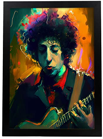 Nacnic Bob Dylan in voller Farbe Fotostil. Cartoon-Illustrationen berühmter Musiker und Künstler. Innenarchitektur und Dekoration. A3.