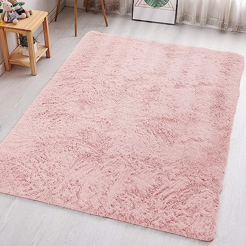 Aspire Homeware Rugs Living Room - Pink Area Rugs 80x150cm for Bedroom Anti Slip - Modern Super Soft Thick Pile Fluffy Shaggy Rug Non Shedding