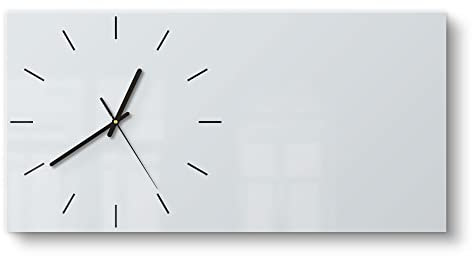 DEQORI Glasuhr | vertikal 60x30 cm | Unifarben - Hellgrau | große XXL Design Uhr aus Glas | leise Wanduhr für Wohnzimmer & Küche | Moderne Hingucker Uhr für die Wand