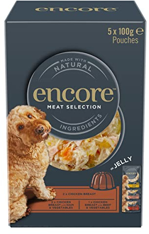 Encore Natural Wet Dog Food Pouches, Chicken Selection in Jelly - 5 x 100g