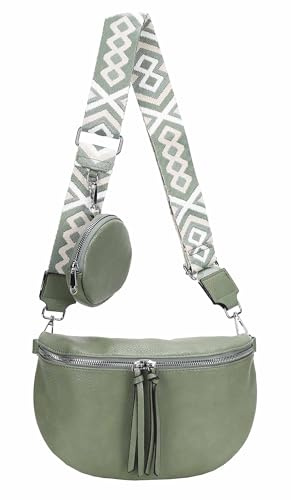 OBC Damen Tasche Crossbody Gürteltasche Brusttasche Umhängetasche Hüfttasche Crossover Bauchtasche Bodybag Schultertasche Handytasche Kunstleder Mint
